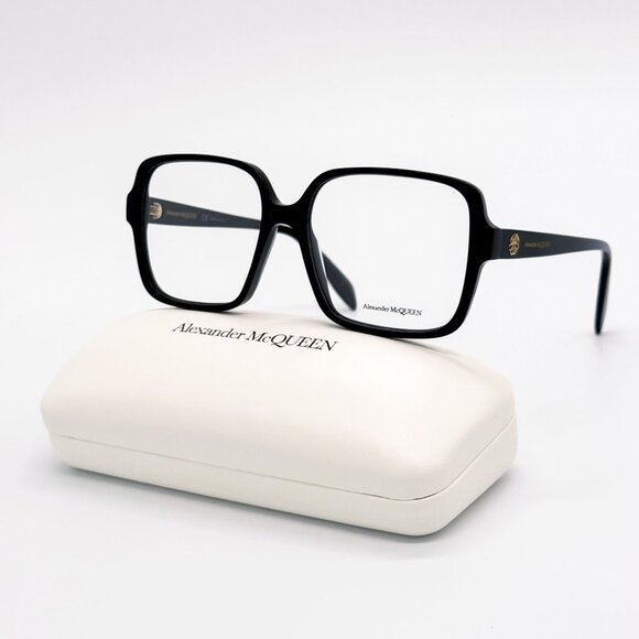 NEW ALEXANDER MCQUEEN EYEGLASSES AM0286O 001 SQUARE BLACK WOMEN EYEWEAR - Picture 1 of 9